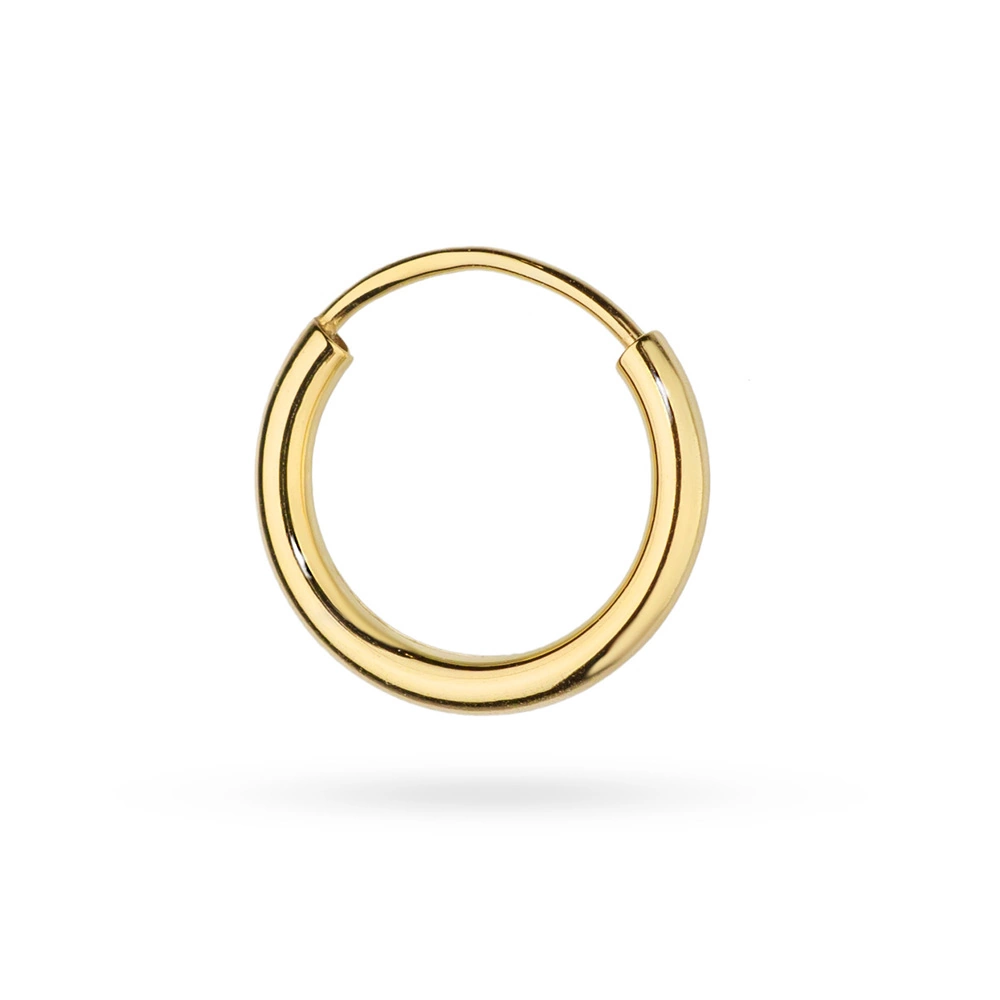 Złoty pojedynczy kolczyk koło średnica 13mm kreol Jeso basic