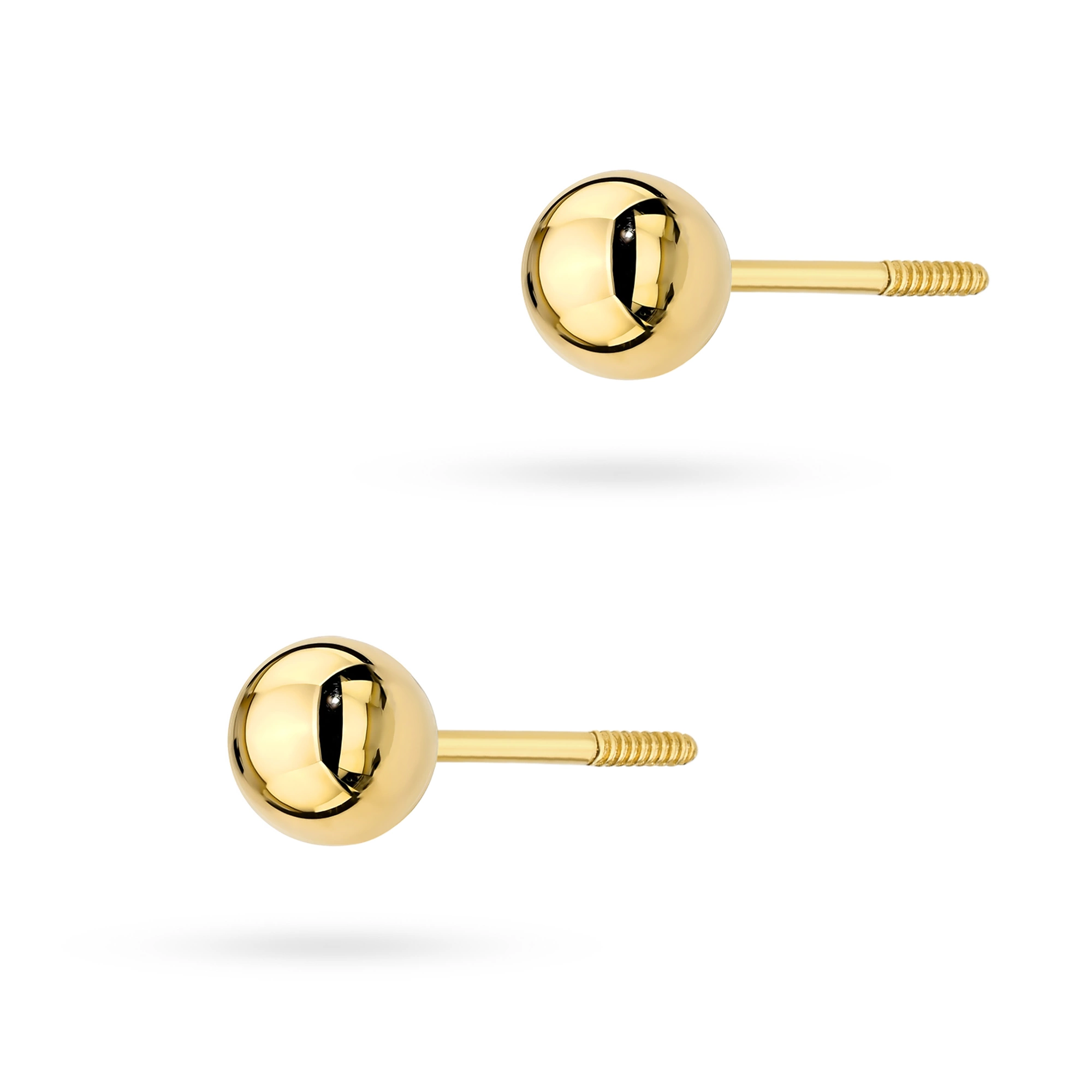 Złote kolczyki kulki 4mm zakręcany sztyft Jeso pr.585 labret